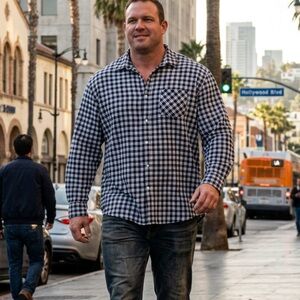 🌟 ACTIVA: Men's Black, Blue & White Plaid Flannel Shirt- Size XXL